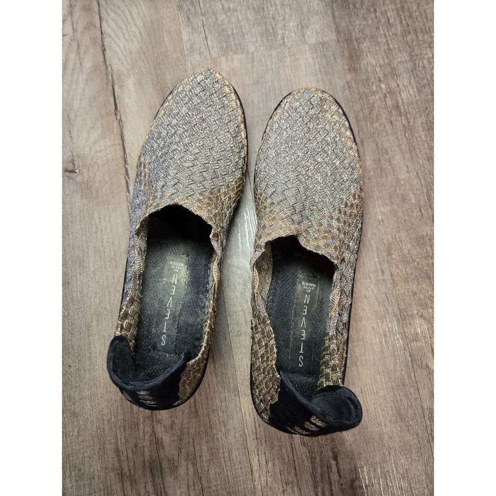 Steven by Steve Madden Betsi‎ Womens 8.5 GoldTone Slip-on Platform Wedge Shoe